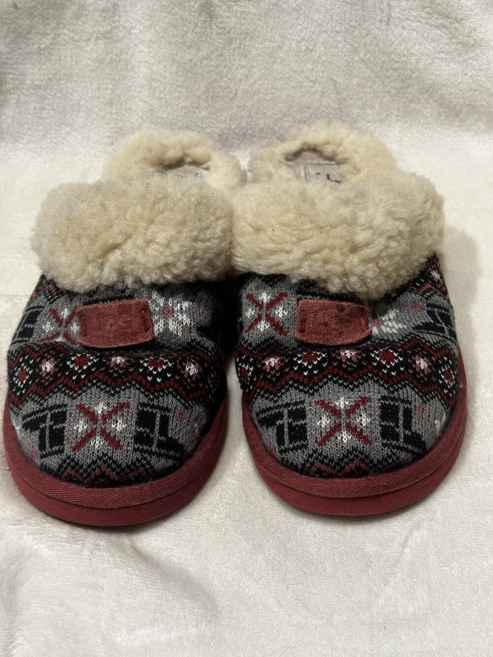 Ugg Cozy Nordic Knit Slipper, Pink Multi, Womens Size 6.5 Warm Cabin Camping